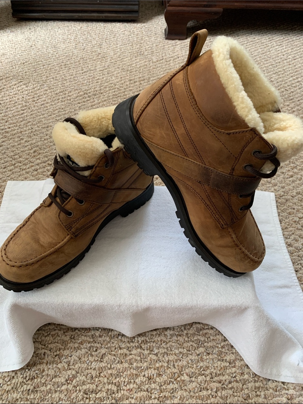 Nautica Tan Shearling-Lined Winter Boots
